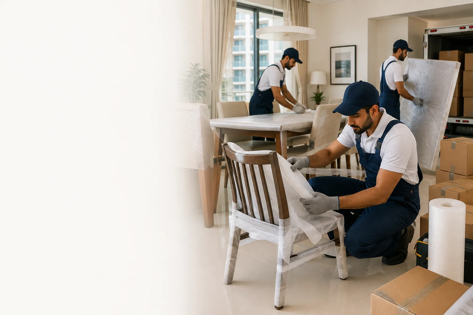 Professional furniture movers in JVC safely handling household furniture