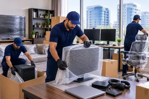 Movers transporting furniture in Dubai Silicon Oasis