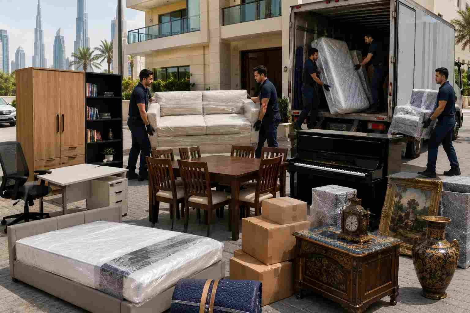 Experienced furniture movers safely transporting furniture throughout Dubai